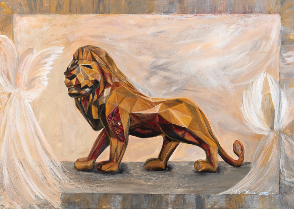 Fanni Mikó - Picturi - THE GOLDEN LION - 2023, ACRYLIC, CANVAS - 50 X 70 - VÂNDUT