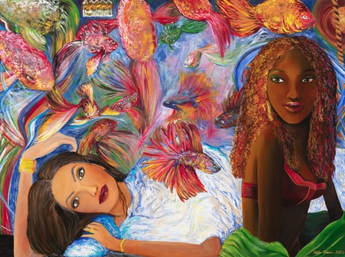 Fanni Mikó - Picturi - FEMALES AND BETTAS - 2023, ACRYLIC, CANVAS - 90 X 120