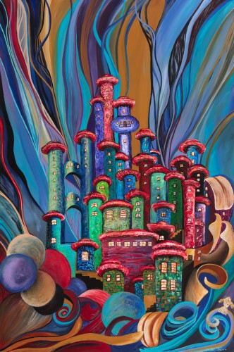 Fanni Mikó - Picturi - FLOATING CITY - 2024, ACRYLIC, CANVAS - 120 X 80
