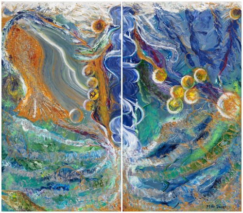 Fanni Mikó - Picturi - UNDERWATER - 2023, ACRYLIC, CANVAS - 70 X (2 X40)