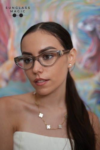 Philipp Plein VPP069S QUEEN - 03GU - 55 Cadru optic Gri, Transparent Cat Eye (Ochi de pisică)
