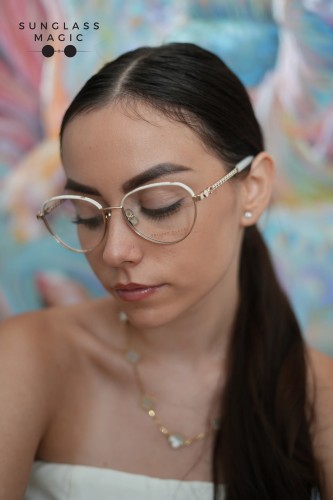 Philipp Plein VPP035S RESPLENDENT - 0H32 - 57 Cadru optic Rose Gold, Alb Pernă (rotunjită)