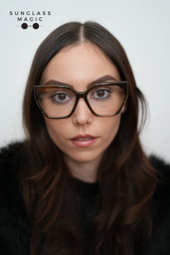 Philipp Plein VPP068S QUEEN - 03BQ - 57 Cadru optic Havanna, Maro Cat Eye (Ochi de pisică)