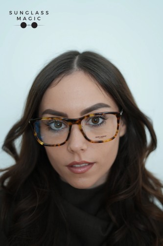 Saint Laurent SL345/F - 009 - 56 Cadru optic Havanna, Argint Pătrat