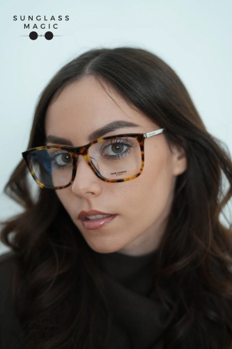 Saint Laurent SL345/F - 009 - 56 Cadru optic Havanna, Argint Pătrat