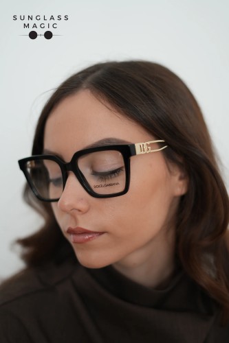 DOLCE & GABBANA DG3376B - ​3355 - ​53 Cadru optic Negru, Aur Pătrat