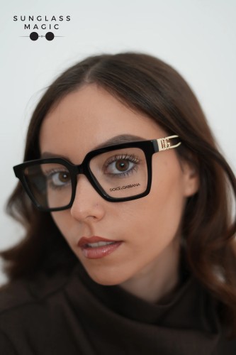 DOLCE & GABBANA DG3376B - ​3355 - ​53 Cadru optic Negru, Aur Pătrat