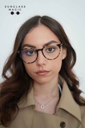 Tom Ford TF5575-B - 055 - 51 - CU LENTILE CU FILTRU PENTRU LUMINĂ ALBASTRU-VIOLET Cadru optic Havanna Rotund