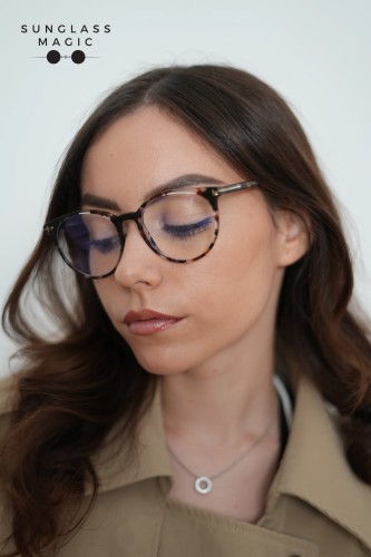 Tom Ford TF5575-B - 055 - 51 - CU LENTILE CU FILTRU PENTRU LUMINĂ ALBASTRU-VIOLET Cadru optic Havanna Rotund