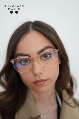 Tom Ford TF5544-B - 072 - 55 - CU LENTILE CU FILTRU PENTRU LUMINĂ ALBASTRU-VIOLET Cadru optic Maro Cat Eye (Ochi de pisică)