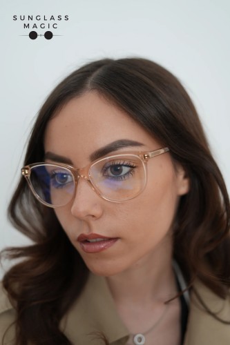 Tom Ford TF5544-B - 072 - 55 - CU LENTILE CU FILTRU PENTRU LUMINĂ ALBASTRU-VIOLET Cadru optic Maro Cat Eye (Ochi de pisică)