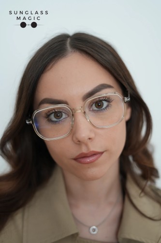 Tom Ford TF5911-B ECO - 093 - 53 - CU LENTILE CU FILTRU PENTRU LUMINĂ ALBASTRU-VIOLET Cadru optic Transparent, Maro Pătrat