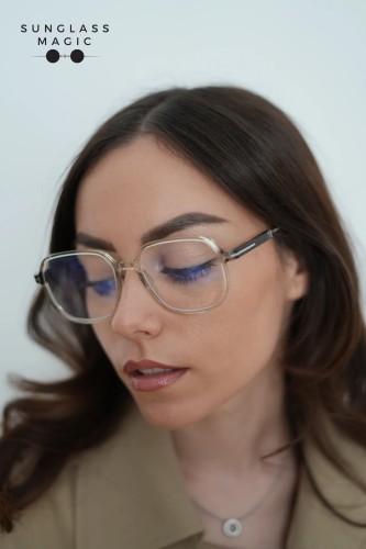 Tom Ford TF5911-B ECO - 093 - 53 - CU LENTILE CU FILTRU PENTRU LUMINĂ ALBASTRU-VIOLET Cadru optic Transparent, Maro Pătrat