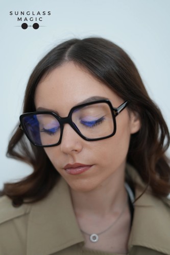 Tom Ford TF6063-B ECO - 001 - 56 - CU LENTILE CU FILTRU PENTRU LUMINĂ ALBASTRU-VIOLET Cadru optic Negru Pătrat