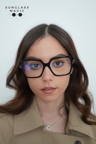 Tom Ford TF6063-B ECO - 001 - 56 - CU LENTILE CU FILTRU PENTRU LUMINĂ ALBASTRU-VIOLET Cadru optic Negru Pătrat