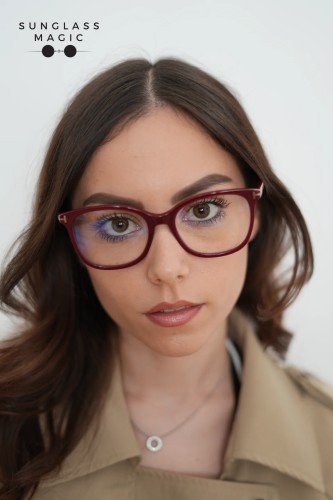 Tom Ford TF6089-B - 069 - 54 - CU LENTILE CU FILTRU PENTRU LUMINĂ ALBASTRU-VIOLET Cadru optic Burgundia Pernă (rotunjită)