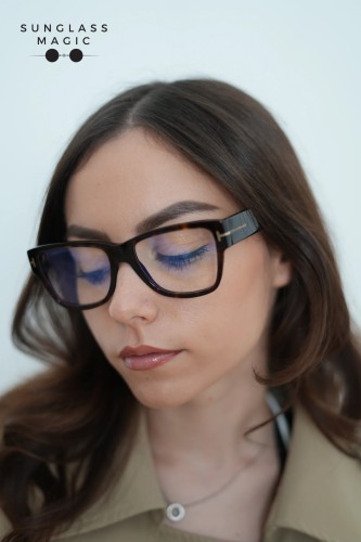 Tom Ford FT5878-B - 052 - 55 - CU LENTILE CU FILTRU PENTRU LUMINĂ ALBASTRU-VIOLET Cadru optic Havana închis Cat Eye (Ochi de pisică)