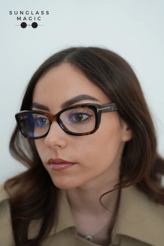 Tom Ford TF6046-B ECO - 052 - 55 - CU LENTILE CU FILTRU PENTRU LUMINĂ ALBASTRU-VIOLET Cadru optic Lucios/închis Havana Cat Eye (Ochi de pisică)