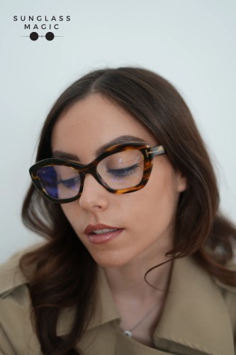 Tom Ford TF6044-B - 055 - 54 - CU LENTILE CU FILTRU PENTRU LUMINĂ ALBASTRU-VIOLET Cadru optic Havanna Cat Eye (Ochi de pisică)