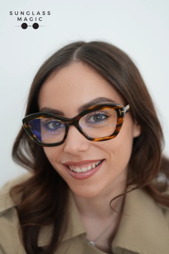 Tom Ford TF6044-B - 055 - 54 - CU LENTILE CU FILTRU PENTRU LUMINĂ ALBASTRU-VIOLET Cadru optic Havanna Cat Eye (Ochi de pisică)