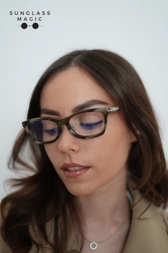 Tom Ford TF6074-D-B ECO - 062 - 53 - CU LENTILE CU FILTRU PENTRU LUMINĂ ALBASTRU-VIOLET Cadru optic Maro cu model Pătrat