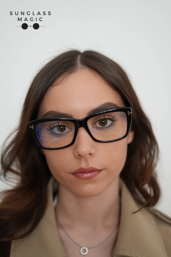 Tom Ford TF6065-B ECO - 001 - 55 - CU LENTILE CU FILTRU PENTRU LUMINĂ ALBASTRU-VIOLET Cadru optic Negru Pătrat