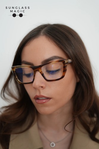Tom Ford TF6047-B - 055 - 54 - CU LENTILE CU FILTRU PENTRU LUMINĂ ALBASTRU-VIOLET Cadru optic Havanna Pătrat