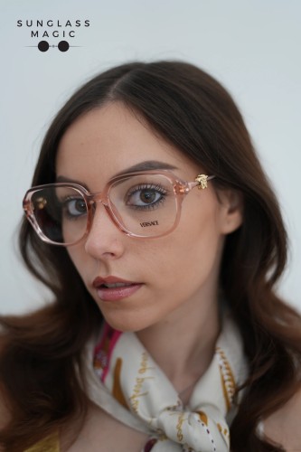VERSACE VE3386D - 5533 - 55 Cadru optic Semitransparent roz Pătrat