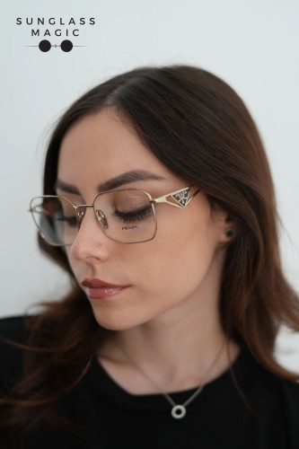 PRADA PR A51V - 14N1O1 - 53 Cadru optic Aur deschis Neregulat