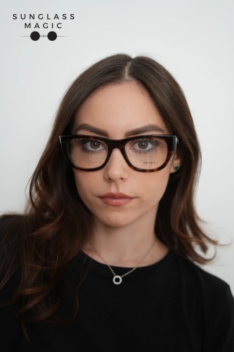 PRADA PR A18V - ​17N1O1 - ​52 Cadru optic Havana închis Cat Eye (Ochi de pisică)