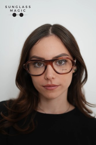 PRADA PR C12V - 24G1O1 - 54 Cadru optic În dungi stejar Perină