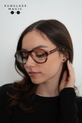 PRADA PR C12V - 24G1O1 - 54 Cadru optic În dungi stejar Perină