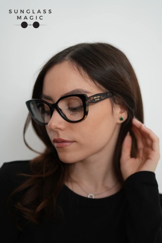 PRADA PR B04V - 3891O1 - ​53 Cadru optic Negru, Havanna Cat Eye (Ochi de pisică)