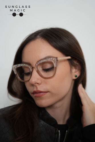 Jimmy Choo JC237 - FWM - 49 Cadru optic Bej Cat Eye (Ochi de pisică)