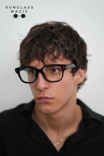 Tom Ford TF6071-D-B ECO - 001 - 54 - CU LENTILE CU FILTRU PENTRU LUMINĂ ALBASTRU-VIOLET Cadru optic Negru Pătrat