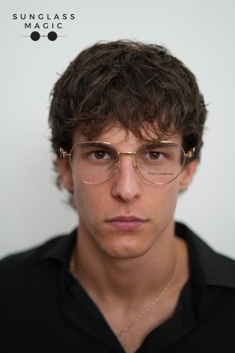 DOLCE & GABBANA DG1362 - ​02 - ​53 Cadru optic Aur, Negru Pernă (rotunjită)