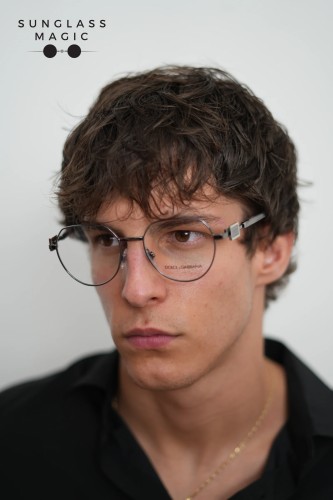 DOLCE & GABBANA DG1362 - ​04 - ​53 Cadru optic Argint, Gri Havana Pernă (rotunjită)